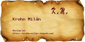 Krohn Milán névjegykártya