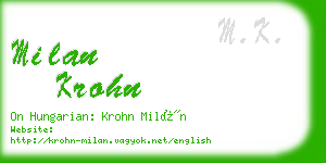 milan krohn business card